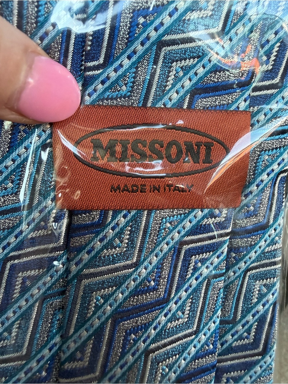 MISSONI Blue Tie with Sleeve Packaging - Picture 2 of 4